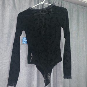 FREE PEOPLE Black Velvet Body Suit